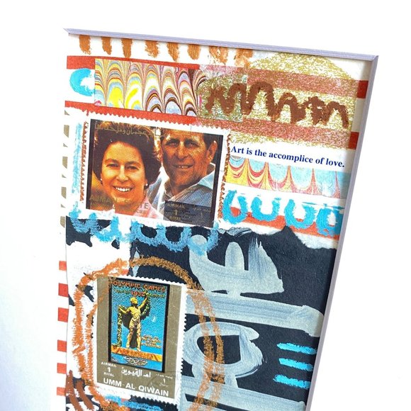 Joyful Art Original Wall Art Collage Oil Pastel Painting Mat Frame Ready 8x10in - Picture 7 of 9